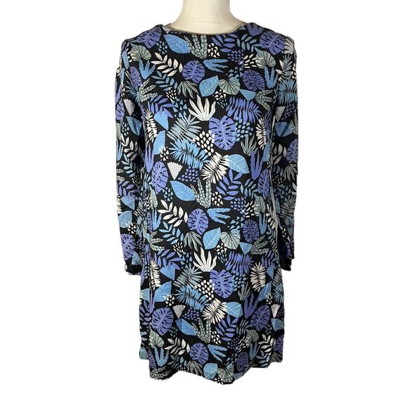 Nooworks Shift Mini Dress in Plant Life Print Long Sleeve Pullover USA Size XS - Picture 2 of 9